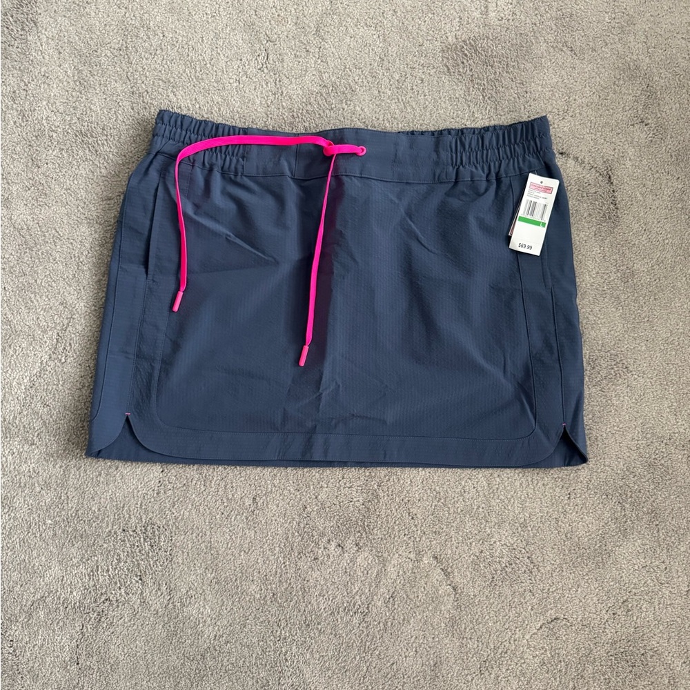 Navy Skirt with Pink Drawstring